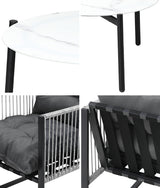 Livsip 3PCS Outdoor Patio Set White 70cm Table Cushioned Armchairs - Rear View