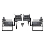 Livsip 5PCS Outdoor Patio Set White 70cm Table Cushioned Armchairs, image 6