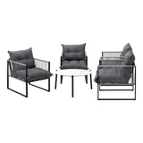 Livsip 5PCS Outdoor Patio Set White 70cm Table Cushioned Armchairs