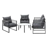 Livsip 5PCS Outdoor Patio Set White 70cm Table Cushioned Armchairs - Top-Down View