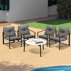 Livsip 4 Seater Outdoor Patio Set 70CM Round White Marble Table