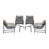 Livsip 4 Seater Outdoor Patio Set 70CM Round White Marble Table