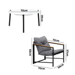 Livsip 4 Seater Outdoor Patio Set 70CM Round White Marble Table