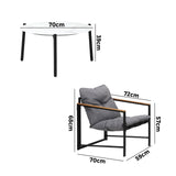 Livsip 4 Seater Outdoor Patio Set 70CM Round White Marble Table - 45-Degree Angle