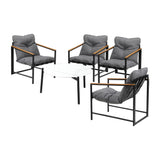 Livsip 4 Seater Outdoor Patio Set 70CM Round White Marble Table - Top-Down View
