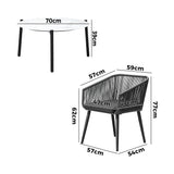 Livsip Outdoor Lounge Setting Furniture 3 Piece Patio Set - Close-Up Angle