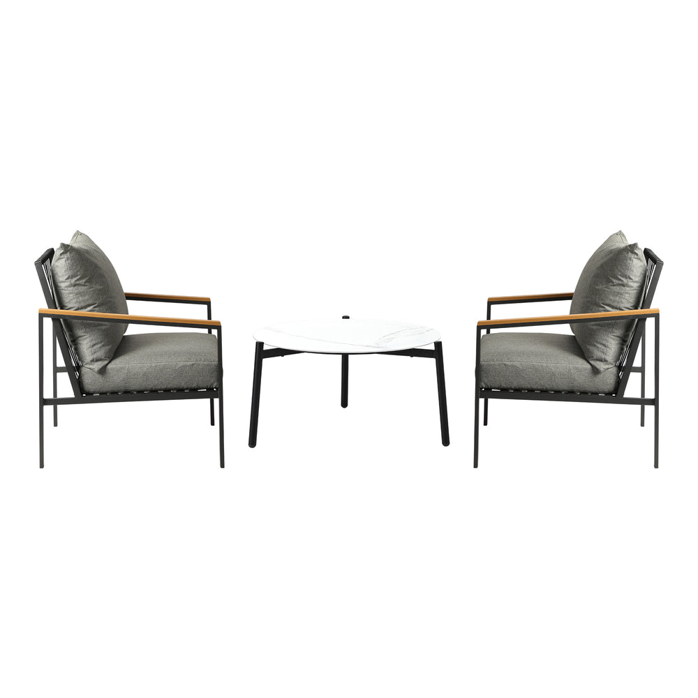 Livsip 3PCS Outdoor Lounge Set White 70cm Coffee Table Chairs
