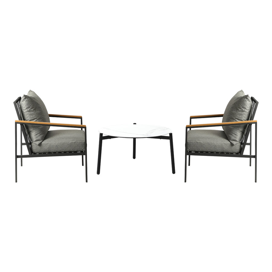 Livsip 3PCS Outdoor Lounge Set White 70cm Coffee Table Chairs