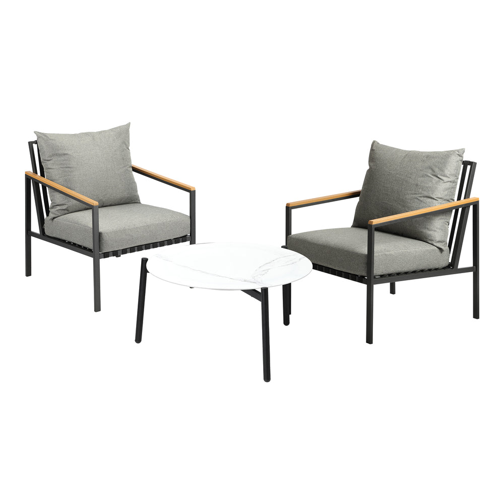 Livsip 3PCS Outdoor Lounge Set White 70cm Coffee Table Chairs