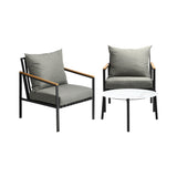 Livsip 3PCS Outdoor Lounge Set White 70cm Coffee Table Chairs - 45-Degree Angle