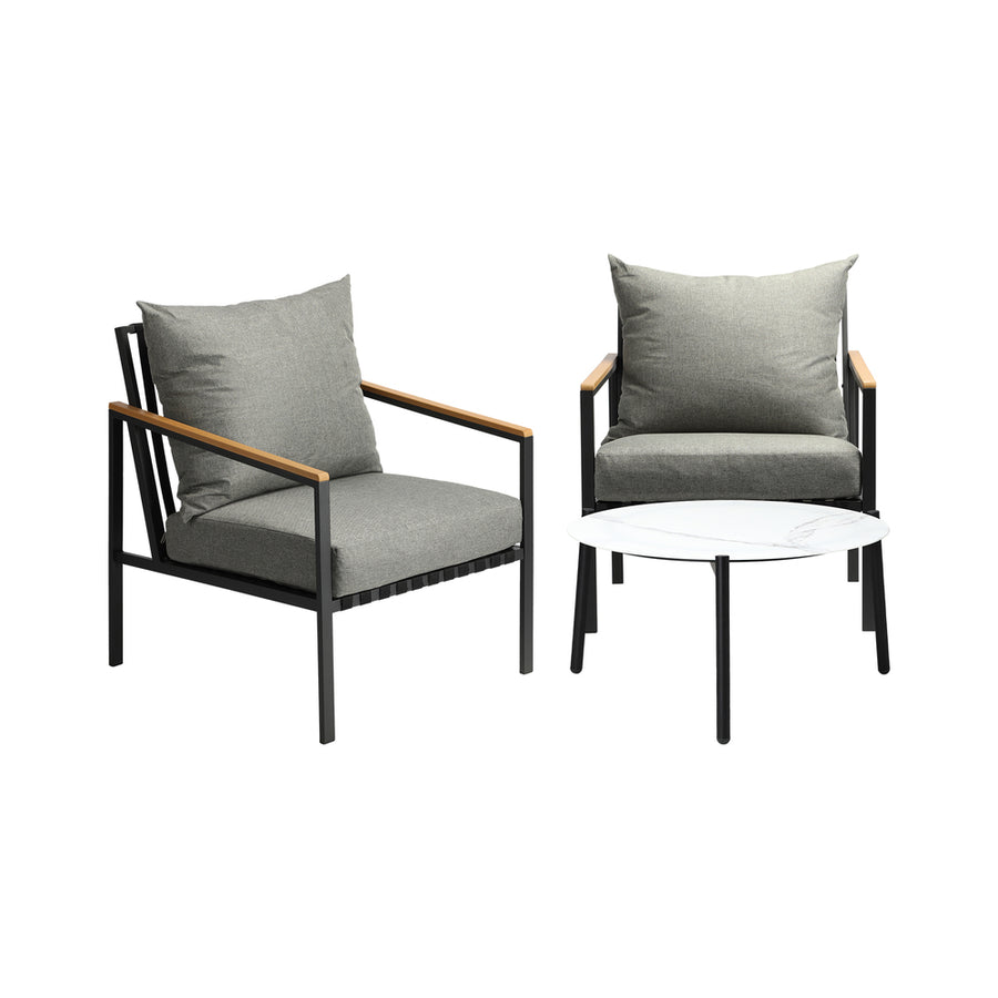 Livsip 3PCS Outdoor Lounge Set White 70cm Coffee Table Chairs