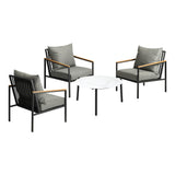 Livsip 4PCS Outdoor Lounge Set White 70cm Coffee Table with Chairs