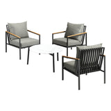 Livsip 4PCS Outdoor Lounge Set White 70cm Coffee Table with Chairs