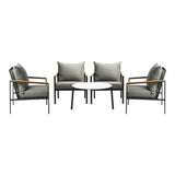 Livsip 5PCS Outdoor Lounge Set White 70cm Coffee Table with 4 Chairs
