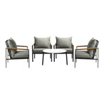 Livsip 5PCS Outdoor Lounge Set White 70cm Coffee Table with 4 Chairs