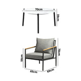 Livsip 5PCS Outdoor Lounge Set White 70cm Coffee Table with 4 Chairs - Top-Down View