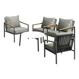 Livsip 5PCS Outdoor Lounge Set White 70cm Coffee Table with 4 Chairs