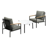 Livsip 3PC Outdoor Patio Set White 70cm Coffee Table Sofa Chair