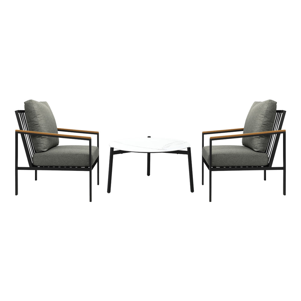 Livsip 3PC Outdoor Patio Set White 70cm Coffee Table Sofa Chair