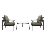 Livsip 3PC Outdoor Patio Set White 70cm Coffee Table Sofa Chair