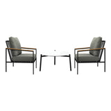 Livsip  3PC Outdoor Patio Set White 70cm Coffee Table Sofa Chair - Top-Down View