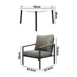 Livsip 3PC Outdoor Patio Set White 70cm Coffee Table Sofa Chair