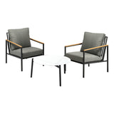 Livsip  3PC Outdoor Patio Set White 70cm Coffee Table Sofa Chair - Rear View