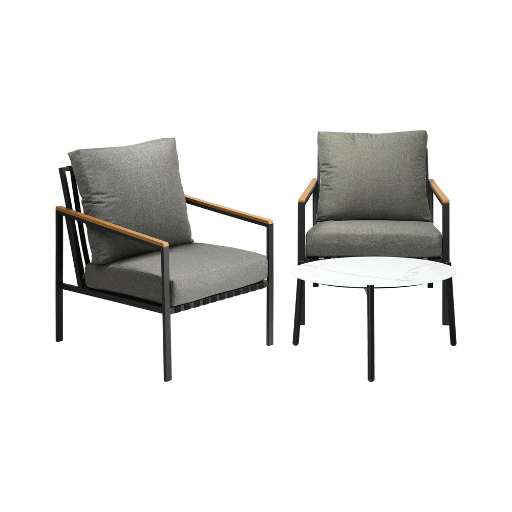 Livsip 3PC Outdoor Patio Set White 70cm Coffee Table Sofa Chair