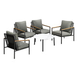 Livsip 5PC Outdoor Patio Set White 70cm Coffee Table Sofa Chairs