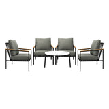 Livsip 5PC Outdoor Patio Set White 70cm Coffee Table Sofa Chairs