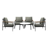 Livsip 5PC Outdoor Patio Set White 70cm Coffee Table Sofa Chairs - 45-Degree Angle