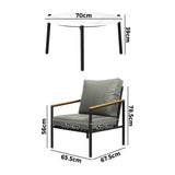 Livsip 5PC Outdoor Patio Set White 70cm Coffee Table Sofa Chairs - Front View