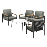 Livsip 5PC Outdoor Patio Set White 70cm Coffee Table Sofa Chairs