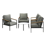 Livsip 5PC Outdoor Patio Set White 70cm Coffee Table Sofa Chairs