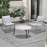 Livsip 3PCS Outdoor Bistro Set Patio Chair 70cm White Table Textilene - Front View