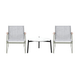 Livsip 3PCS Outdoor Bistro Set Patio Chair 70cm White Table Textilene