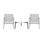 Livsip 3PCS Outdoor Bistro Set Patio Chair 70cm White Table Textilene