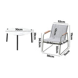 Livsip 3PCS Outdoor Bistro Set Patio Chair 70cm White Table Textilene - Close-Up Angle