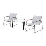 Livsip 3PCS Outdoor Bistro Set Patio Chair 70cm White Table Textilene - Rear View