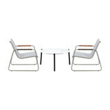 Livsip 3PCS Outdoor Bistro Set Patio Chair 70cm White Table Textilene