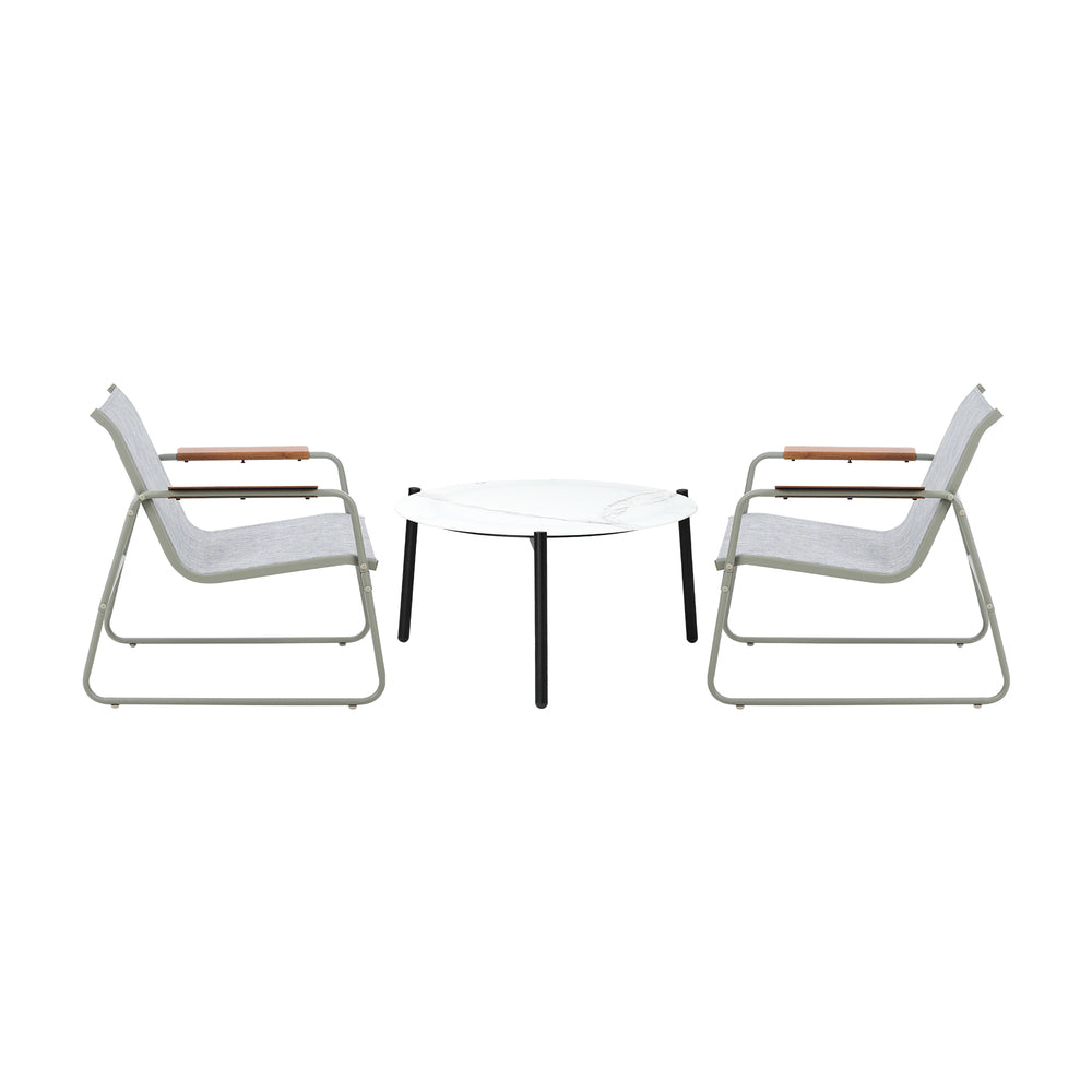Livsip 3PCS Outdoor Bistro Set Patio Chair 70cm White Table Textilene