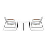 Livsip 3PCS Outdoor Bistro Set Patio Chair 70cm White Table Textilene - Extra Image