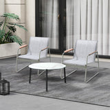Livsip 3PCS Outdoor Bistro Set Patio Chair 70cm White Table Textilene