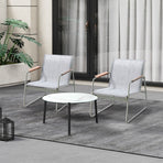 Livsip 3PCS Outdoor Bistro Set Patio Chair 70cm White Table Textilene