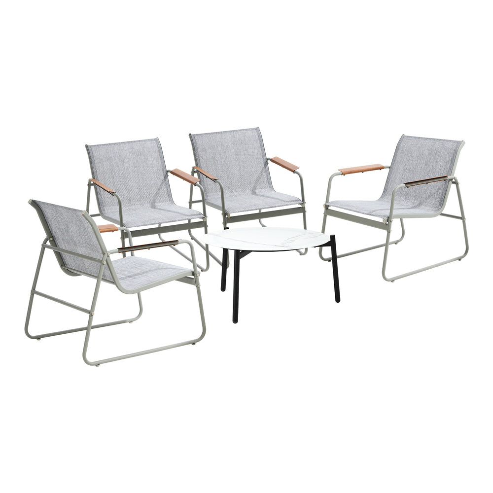 Livsip Outdoor Patio Set 4x Chairs and 70cm Coffee Table
