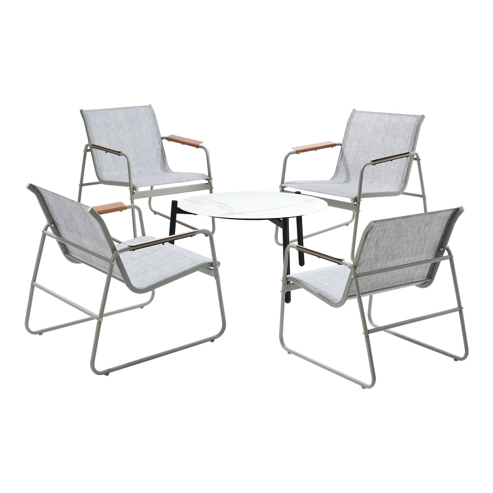 Livsip Outdoor Patio Set 4x Chairs and 70cm Coffee Table