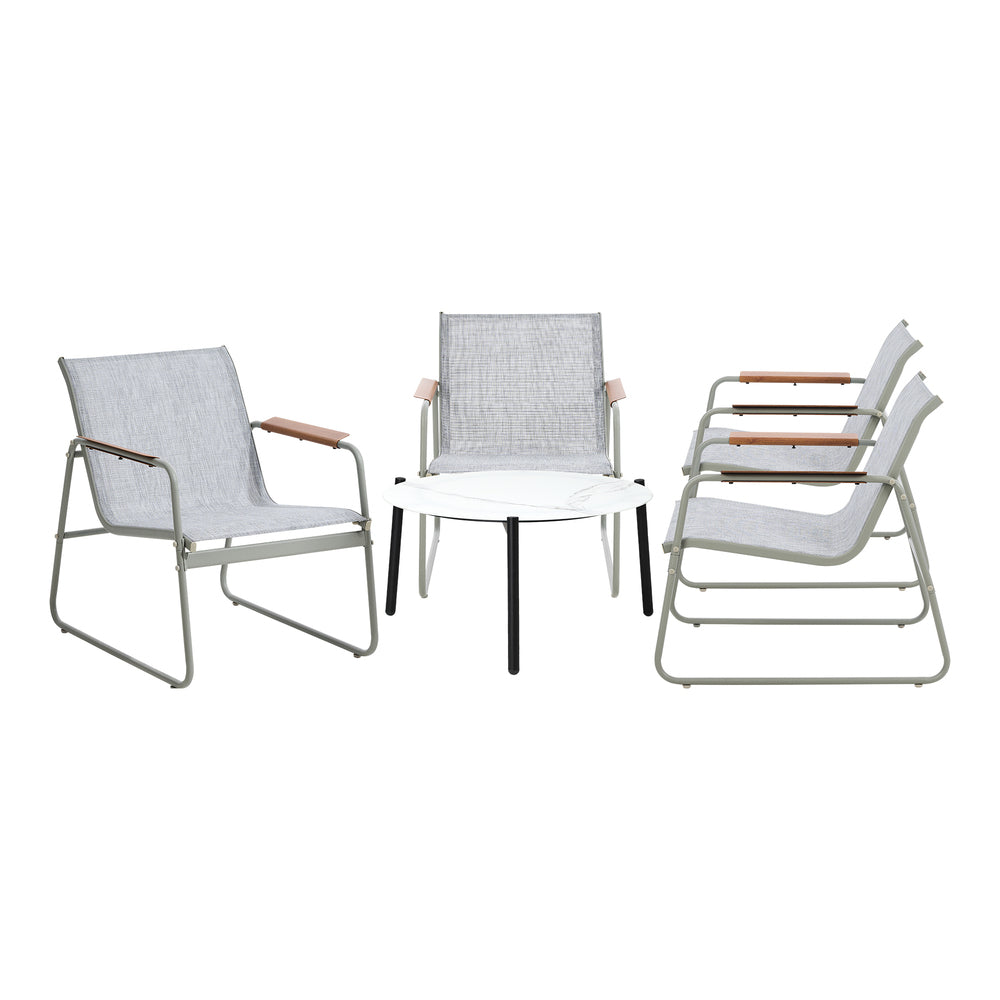 Livsip Outdoor Patio Set 4x Chairs and 70cm Coffee Table