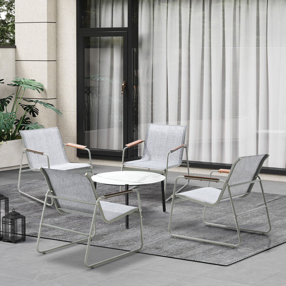 Livsip Outdoor Patio Set 4x Chairs and 70cm Coffee Table