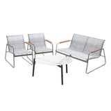 Livsip Outdoor Lounge Set 4 Seater Patio Chairs 70cm White Table
