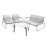 Livsip Outdoor Lounge Set 4 Seater Patio Chairs 70cm White Table